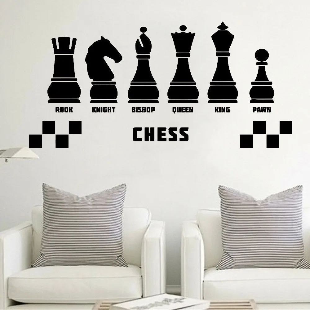 Chess Wall Stickers Removable Home Decor Club Intellectual Game Vinyl Teen Room Wall Decal Fashion Classroom Decoration Y635