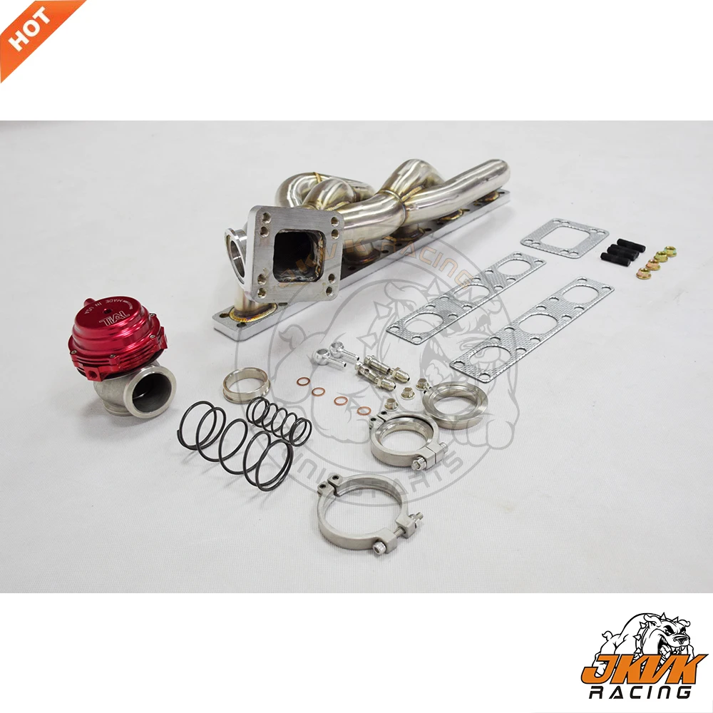 JKVK RACING Equal length Turbo Manifold + 44mm Wastegate For E36 E39 M50 M52 S50 S52 With T3 or T4 Flange 1990-2001