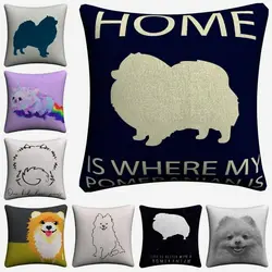 Pomeranian Puppy Dog Simple Art Cushion Cover For Sofa Chair Home Decor Almofada