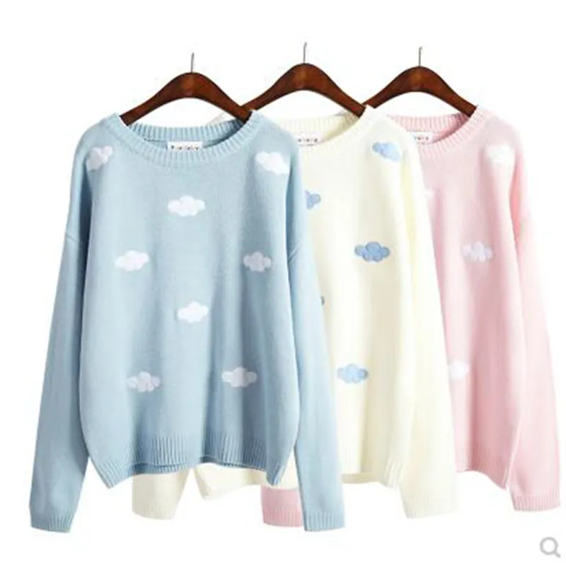 2023 Women'S Vintage College Loose Clouds Sweater Female Korean Punk Thick Cute Loose Harajuku Clothing For Women