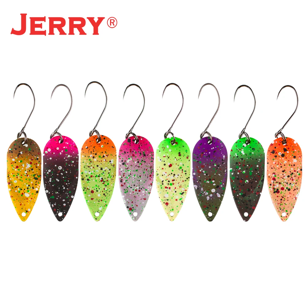 Jerry 8pcs 2.5g/3.5g Micro Area Trout Spoon Lure Kit Set UV Colors Metal Fishing Lures Brass Lake Stream Glitters Spinners