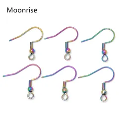 30Pcs 316 Stainless Steel Earring Fish Hooks Rainbow Surgical French Ear Wires 21 Gauge Pins for Dangle Drop Earrings Making