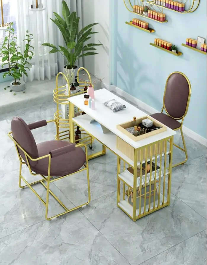 Manicure table and chair set combination single double net red shop multi function nail table with drawer socket double deck