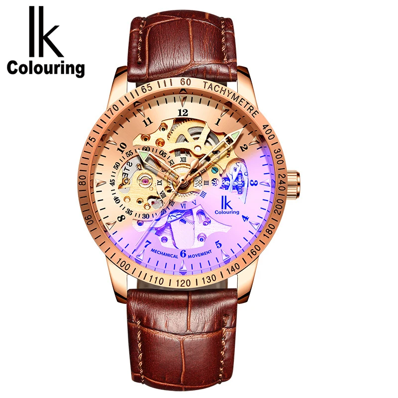 IK Colouring Automatic Watch for Men Mechanical Wristwatches Luxury Skeleton Relogio Masculino Watches