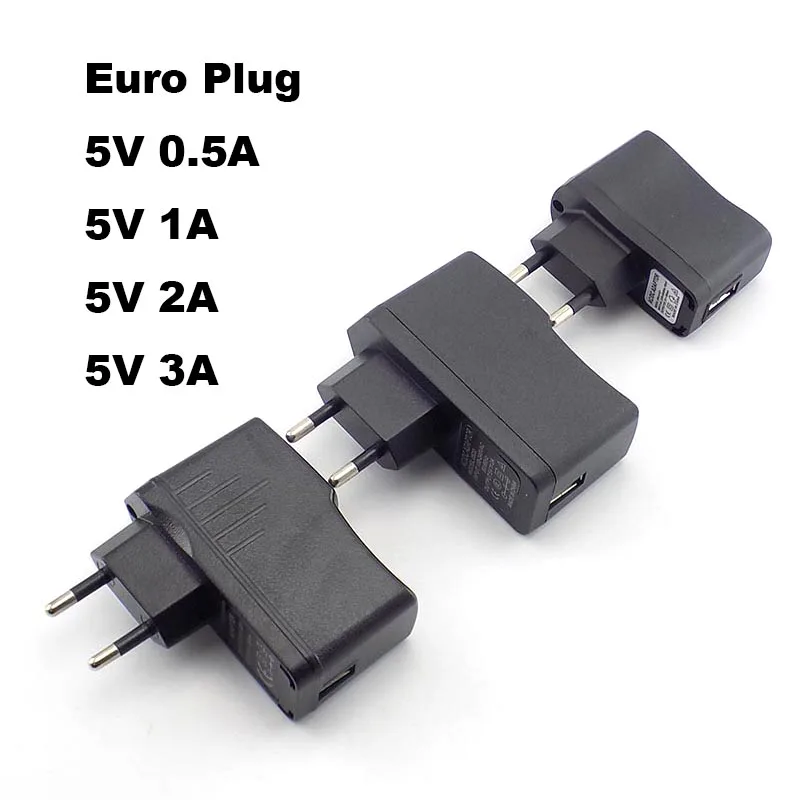 Ca 110V-240V a cc 5V 0,5 a 1a 2a 3a adattatore da USB a Euro caricatore USB alimentatore ricarica universale da viaggio