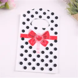 Wholesale 50pcs/lot 9*15cm Lovely Small Dot Packaging Bags For Party Mini Wedding Candy Package Bags with Bow