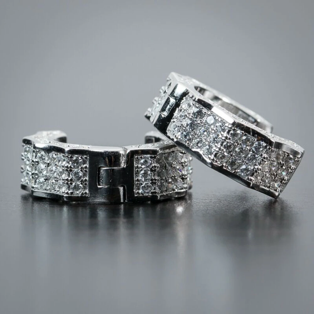 Huitan Geometric Hoop Earrings Women Silver Color/Gold Color Wedding Party Bridal Accessories Gift High Quality Fashion Earrings