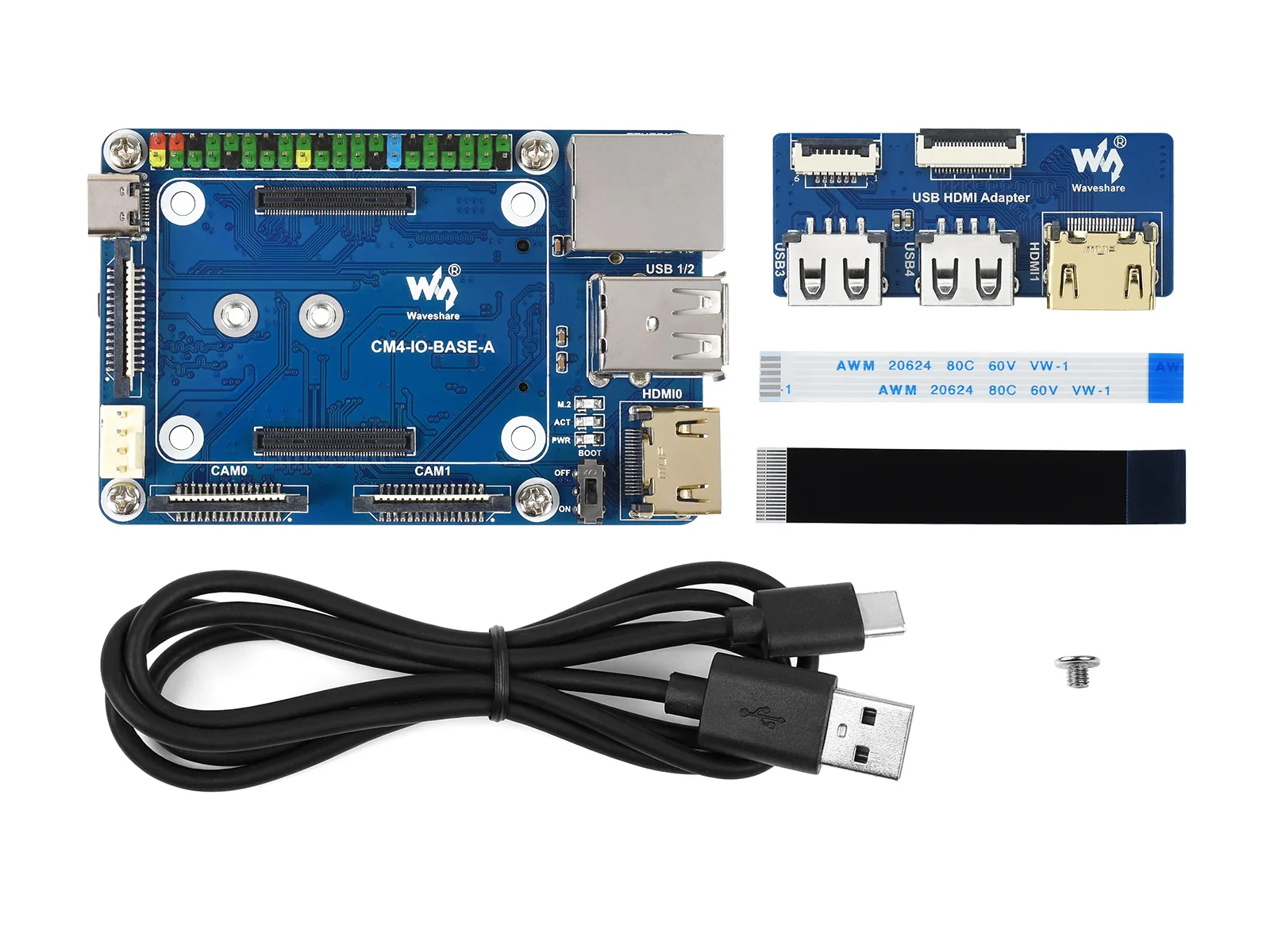 

Compute Module 4 Basic Expansion Board Accessories Package Type A,CM4-IO-BASE-A + USB HDMI Adapter, For RPi Compute Module 4