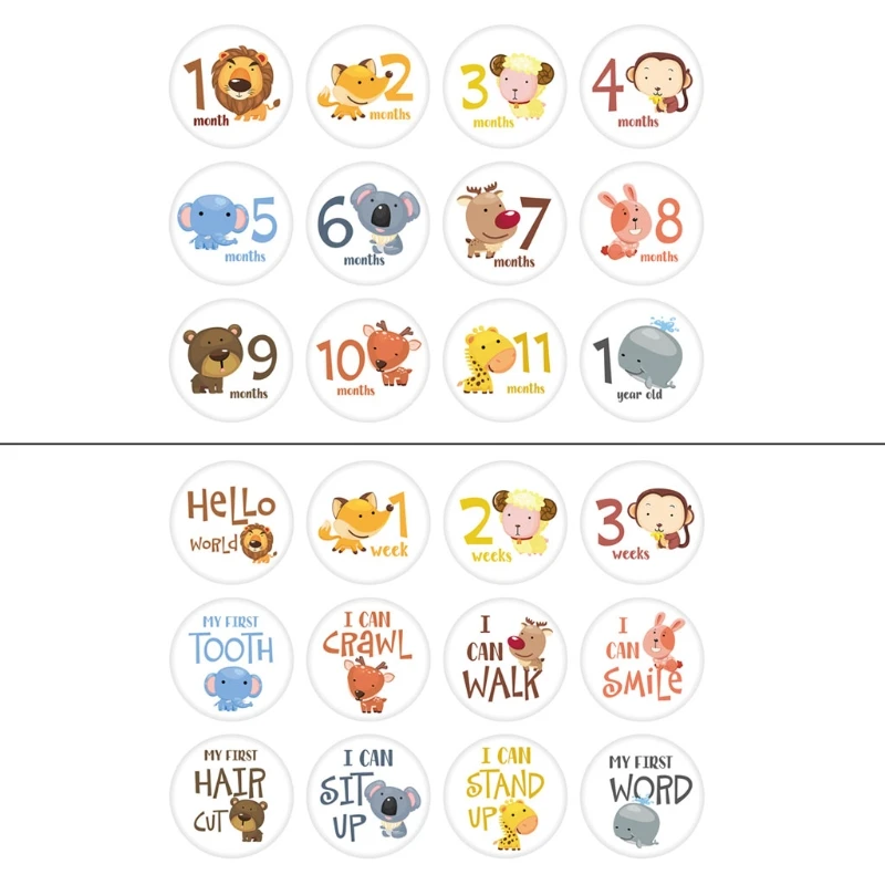 12 Pcs Month Sticker Baby Photography Milestone Memorial Monthly Newborn Kids Commemorative Card Number Photo Props Accessories