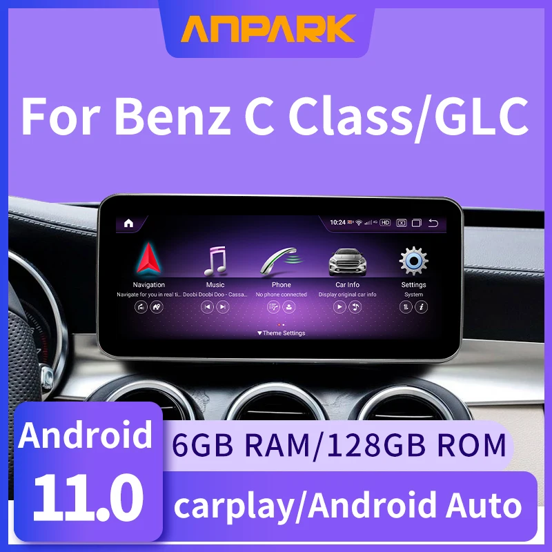 Navegador Gps Para Mercedes Benz,C  Class，GLC，Android 11, 8core, Touch, Anti-reflexo,Tela Ips 12.5 , Wifi, Lte, w205，W204,X253