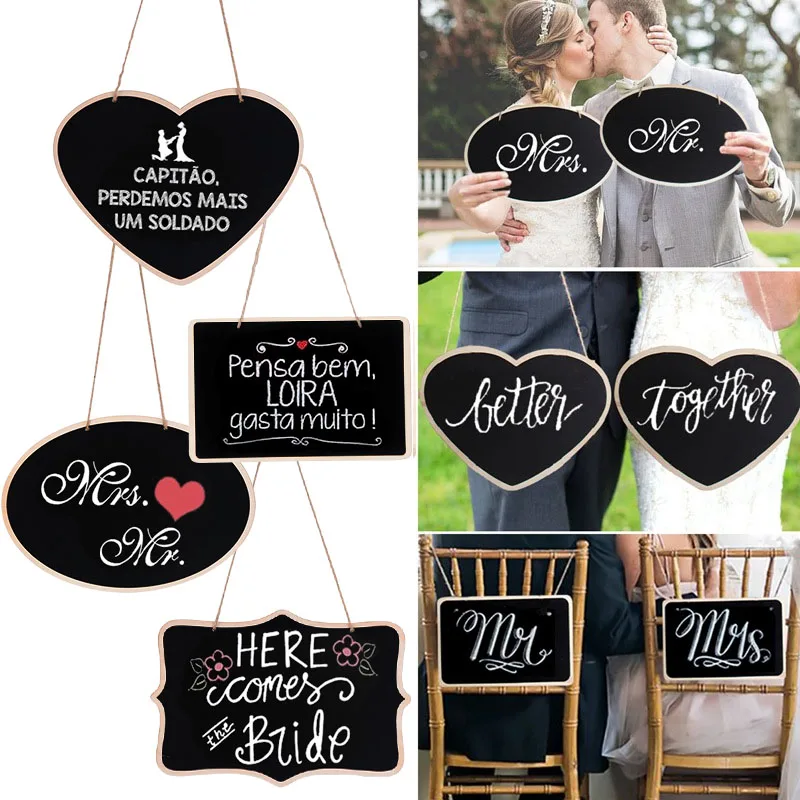 Rustic Wedding Decoration Wooden Blackboard Mr Mrs Bridal Shower Photo Props Birthday Party DIY Home Decor Chalk Message Board