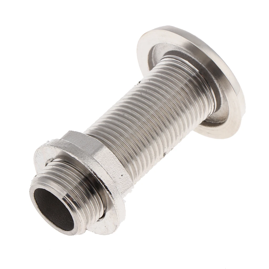 Conector de casco pasante para barco, drenaje para manguera de 38mm, 1-1/2 ", lengüeta de acero inoxidable 316