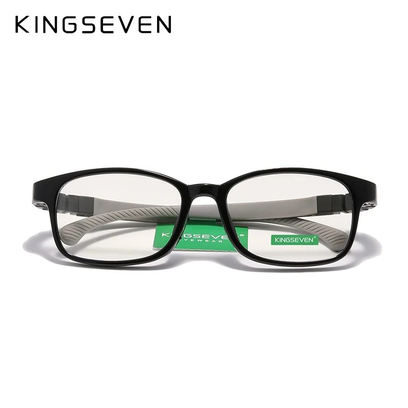 

KINGSEVEN Children M Size 48mm Glasses Anti-blue Square Blue Light Blocking Kids TR90 Flexible Computer Gaming Clear Eyewear