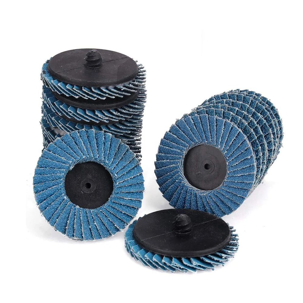 16pcs/Set 2“ Flat Flap Discs Roll Lock Grinding Sanding Wheels Quick Change High Density Zirconia Alumina with 1/4 inch Holder