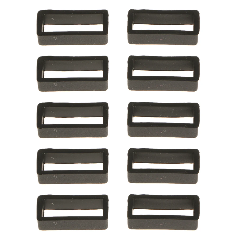 10 Pcs Rubber Watch Band Black Strap Loops Silicone Replacement Resin Watch Bands Accessories Keeper Holder Retainer Size 20mm