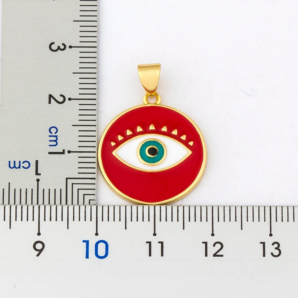 Top Quality Cubic Zirconia Encrusted Turkish Evil Eye Round Fashion Trendy Girl Lady Micro Pave CZ Copper Pendent Necklace Gift