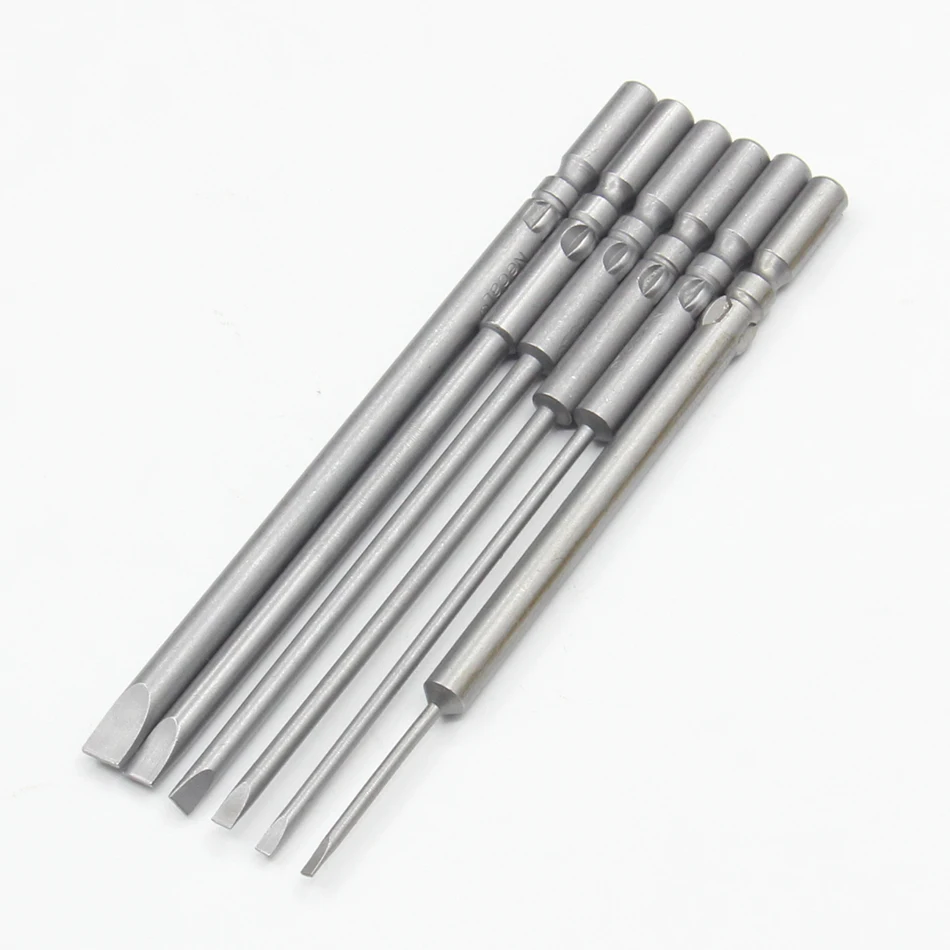 1Pcs 801 5mm Round Shank Slotted Screwdrivers Bits 1.6mm-5mm S2 Alloy Steel Magnetic Flat Head Slotted Tip Tools