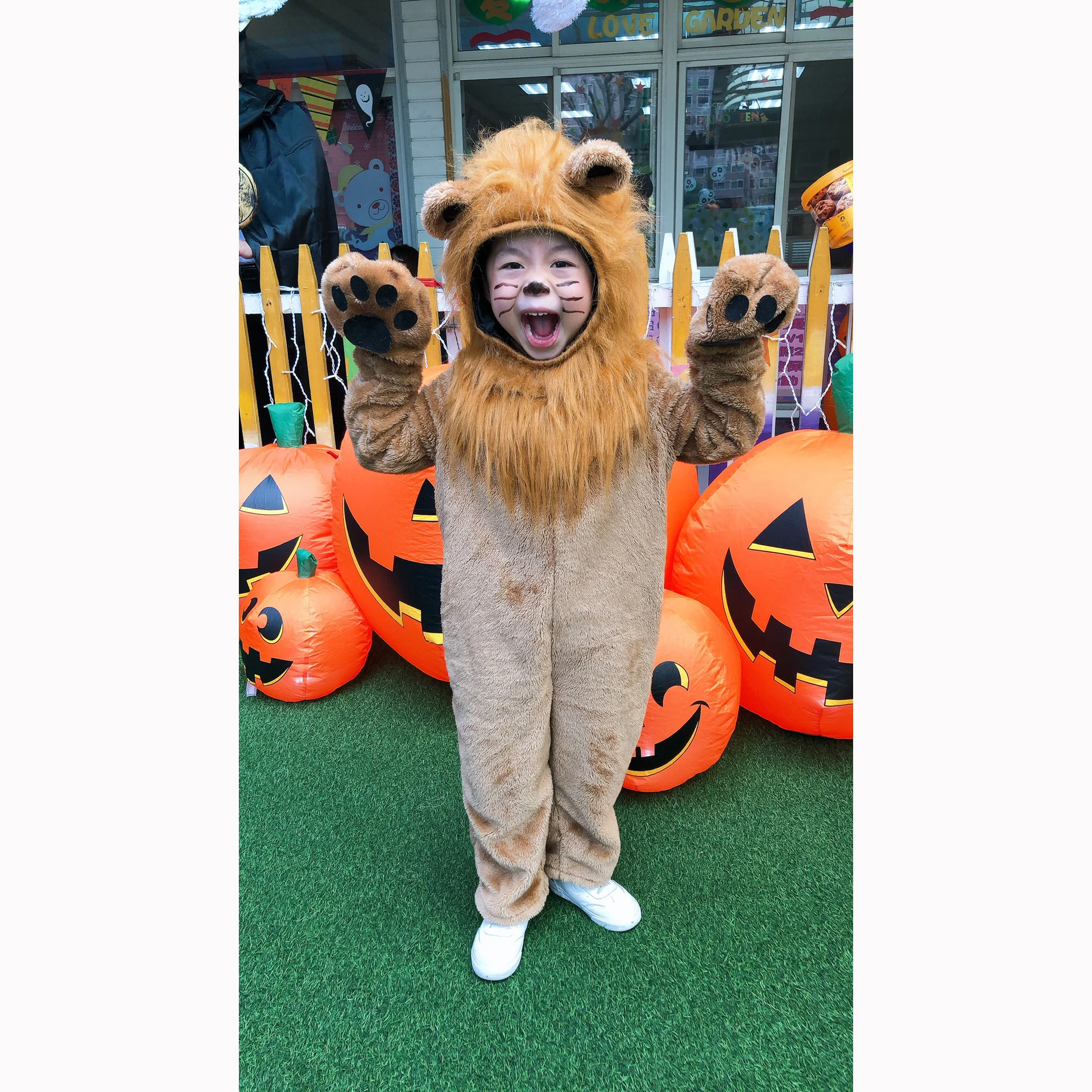 子供のためのライオンキングの衣装,動物のカーニバルコネット,ハロウィーンのコスプレ衣装,豪華な映画のロールジャンプスーツ