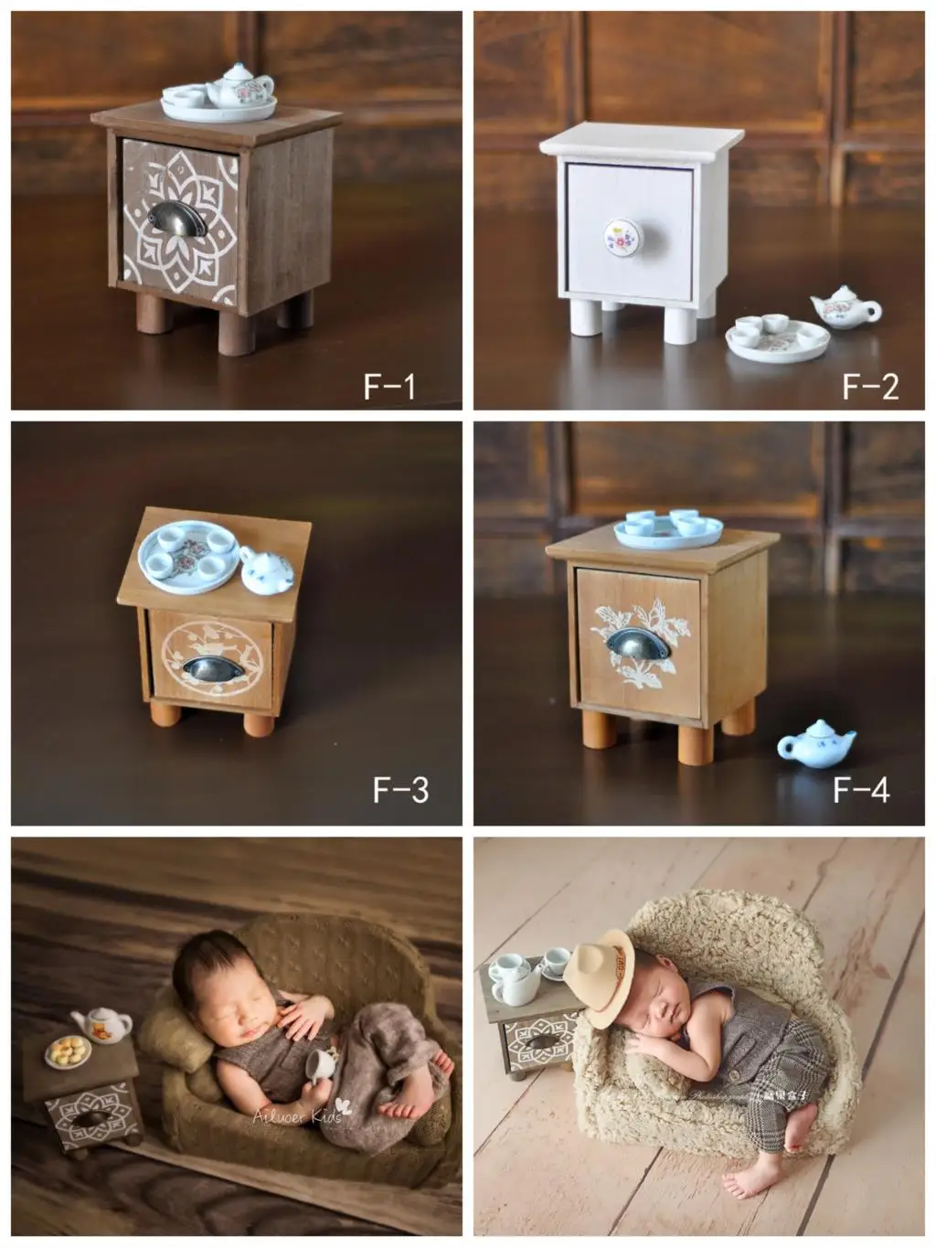 Conjunto de mini mesa de chá para fotografia de bebês recém-nascidos, acessórios criativos, mesa de chá e estúdio fotográfico infantil