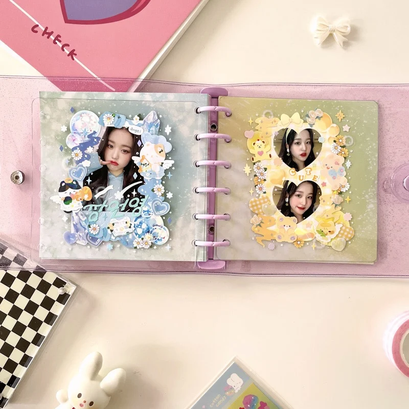 SKYSONIC Square Binder Collect Book DIY Sleeves & Notebook Refill Papers Idol Goo Card Journal Glitter Bullet Hand Book