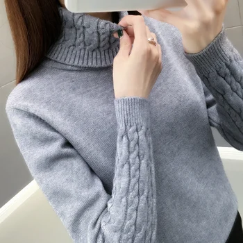 Warm Turtleneck Sweater 5 Women Sweater Turtleneck Pullovers Autumn Winter Sweaters New 2025 Long Sleeves Thick Warm Female Sweater Khaki 5