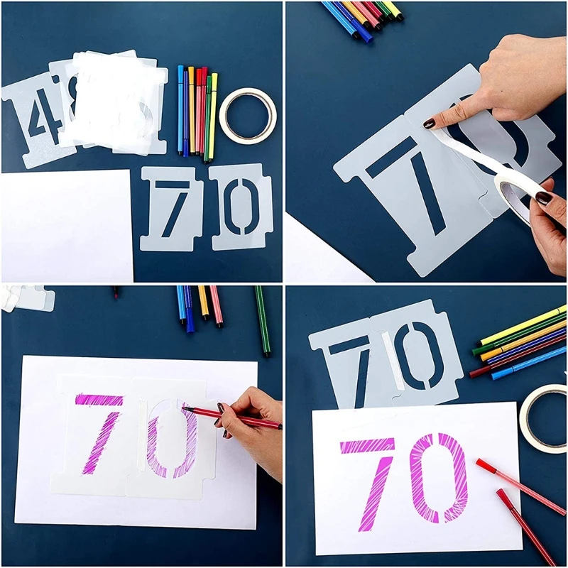 Pochoirs à chiffres et lettres de l'alphabet 781E, 4 pouces, paquet de 26, modèles avec signes pour la peinture, réutilisables
