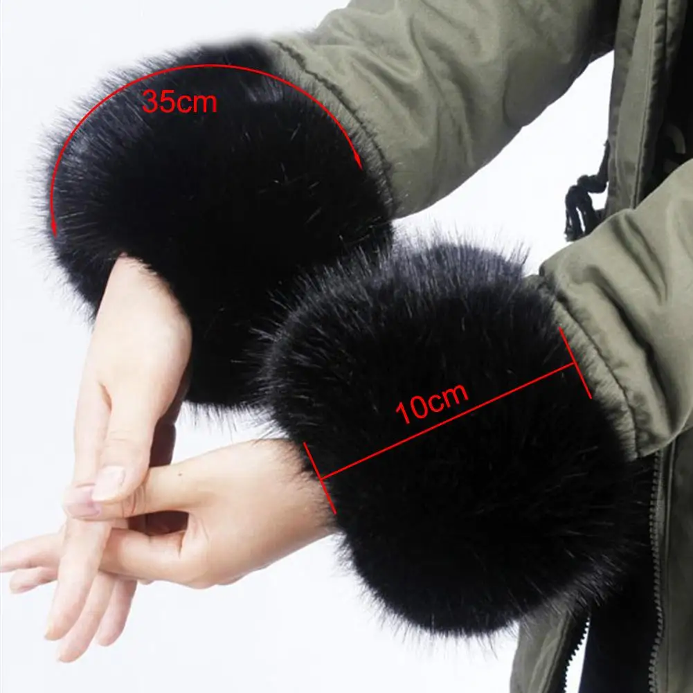 ใหม่1คู่ฤดูหนาว Cuff อุ่น Oversleeve Warm และ Soft Faux Fur Windproof สร้อยข้อมือสายรัดข้อมือแขนแขนถุงมือ