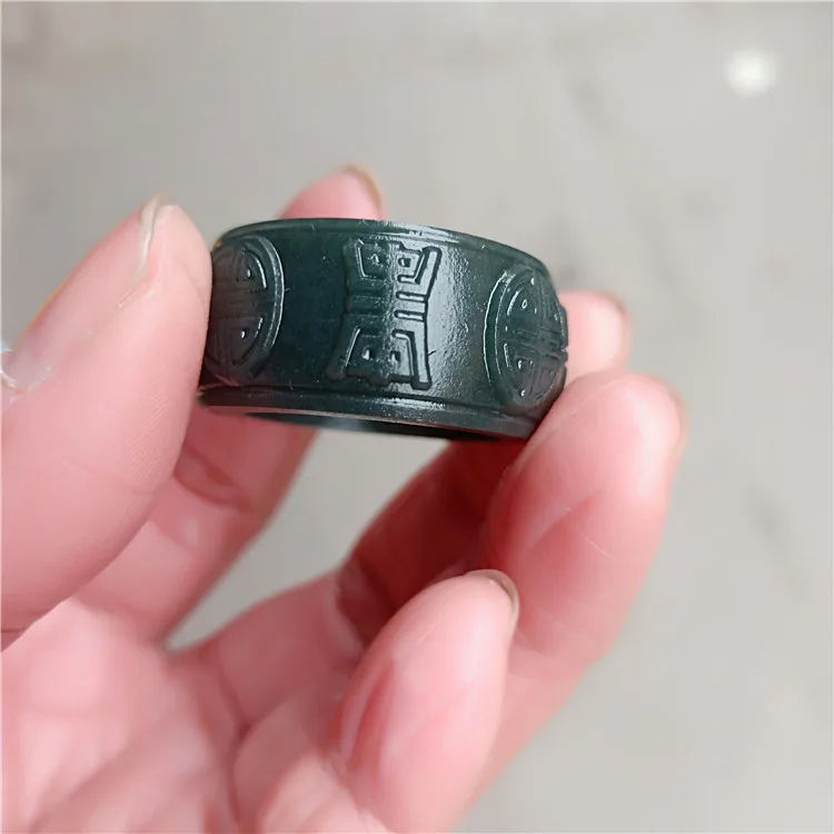 100% real jade natural handmade hetiangreen jade ring male and female jade ring jade gift rings brand men