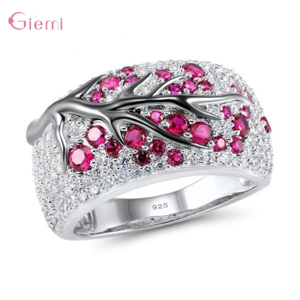 

Authentic 925 Silver Leaf Branch Wide Band Rings for Men Women Shining AAA Zircon Paved Tree of Life Rhinestone Jewelry