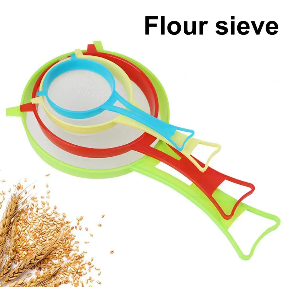 4Pcs Wire Sieve Fine Mesh Oil Strainer Flour Sifter Sieve Colanders Long Handle Plastic Multi-function Tea Strainer for Kitchen