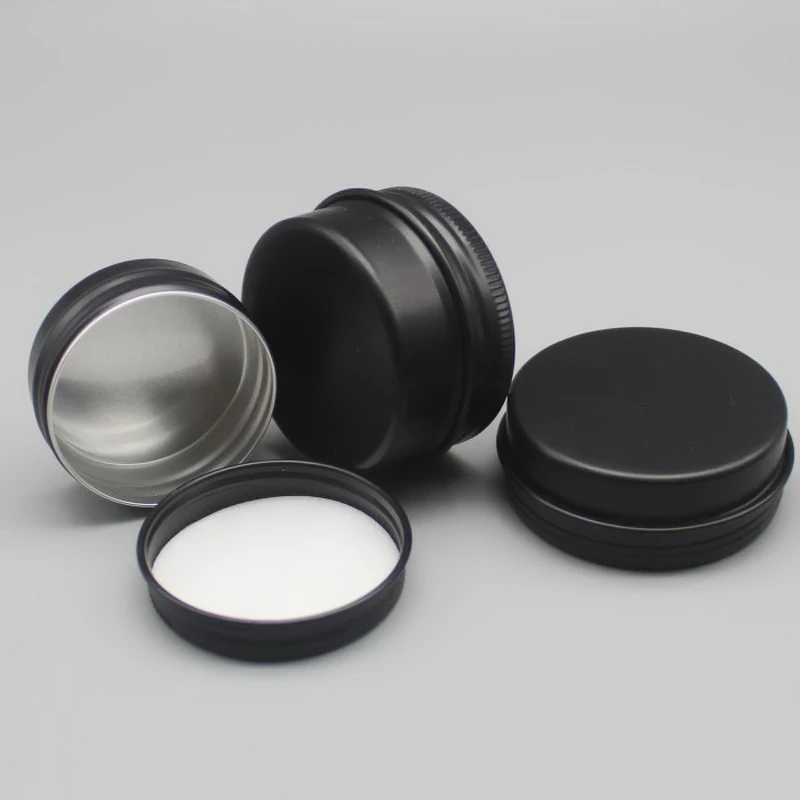 New 5g 10g 30g 60g Black Empty Aluminium Travel Round Jars Pot Containers for Make Up Nail Art Face Skin Care Products 50pcs