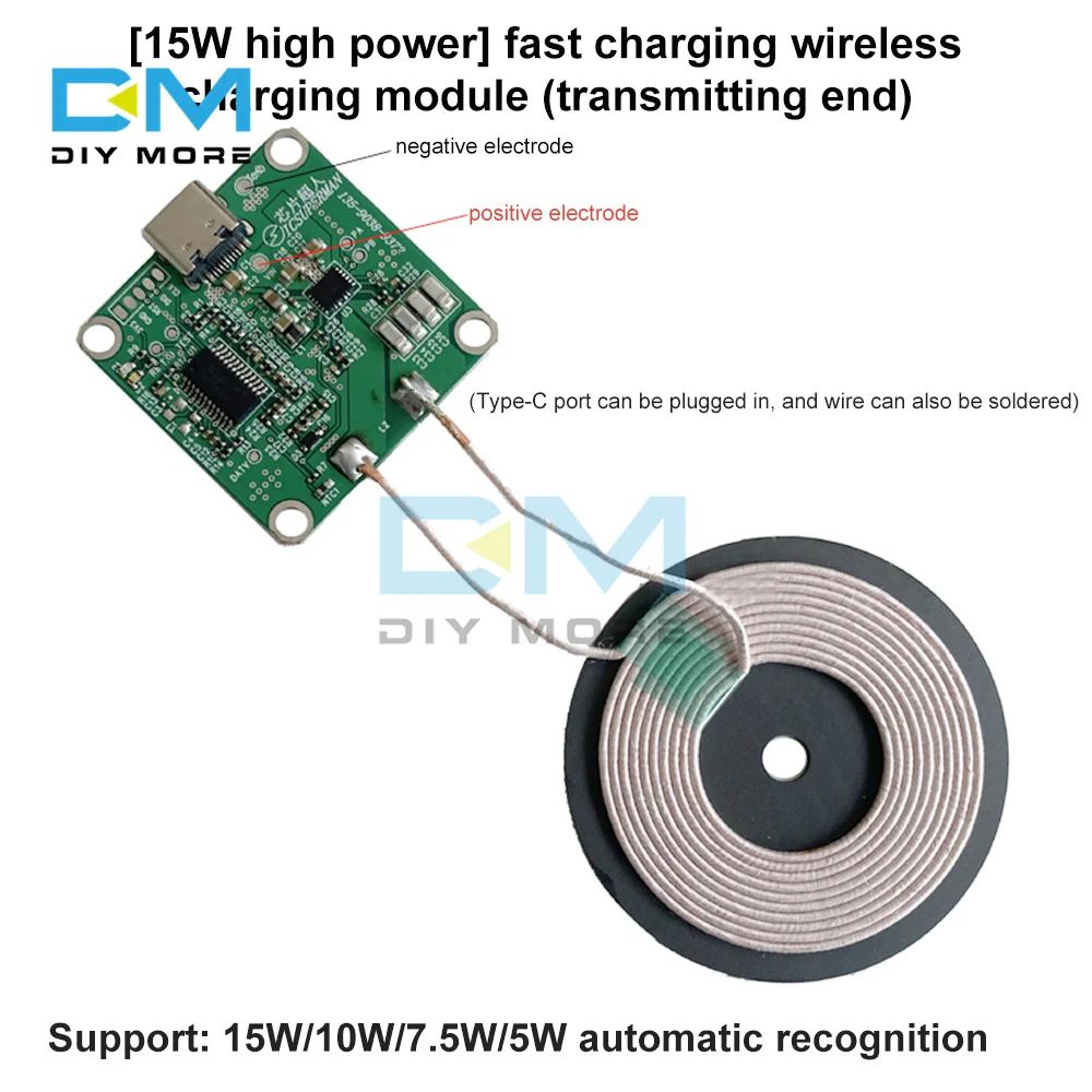 For Qi Wireless Charger Transmitter Module 15W/20W 5V 12V Fast Charging PCBA Circuit Board + Coil for Car Phone Battery