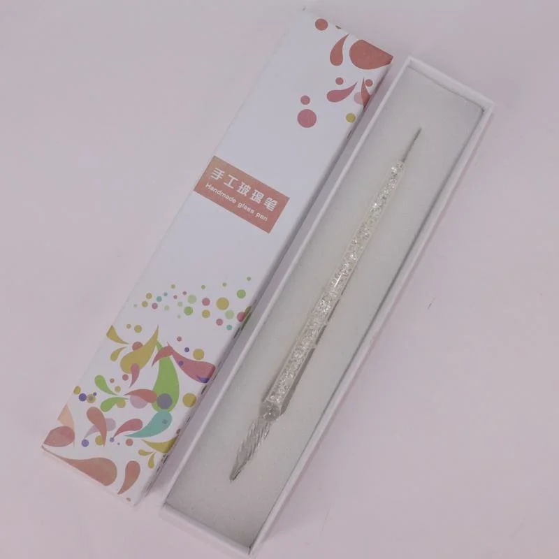 Glass Dip Pen And Ink Set New Hollow Rhinestone Fountain Pens Color Ink Creative Glass Pencil And Blue Dip Pencils Gift Box