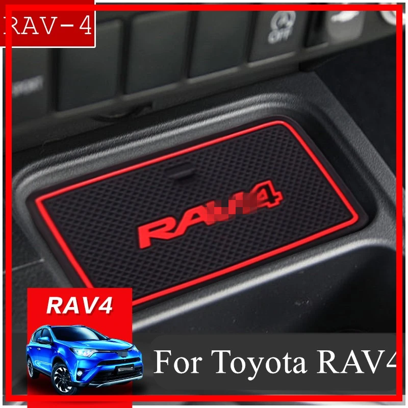 Anti-Slip Gate Slot Mat Rubber Coaster for Toyota RAV4 2016 2017 2018 Facelift XA40 RAV 4 Hybrid Accessories Car Sticker Styling