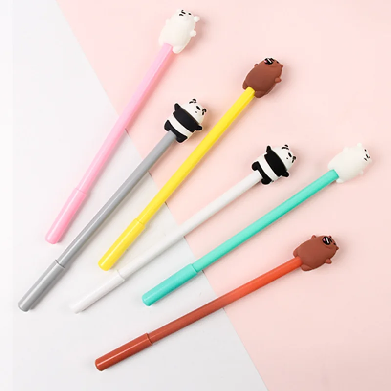 20 Pcs Neutral Pen Korean Creative Cartoon Little Bear Neutral Pen Fresh Animal Gel Pens School Office Supplies Stationery Gifts