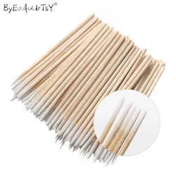 100Pcs Wood Cotton Swab Micro Brush Cosmetics Makeup Health Lint Free Ear Jewelry Clean Sticks Buds Glue Removing Tool Head Swab