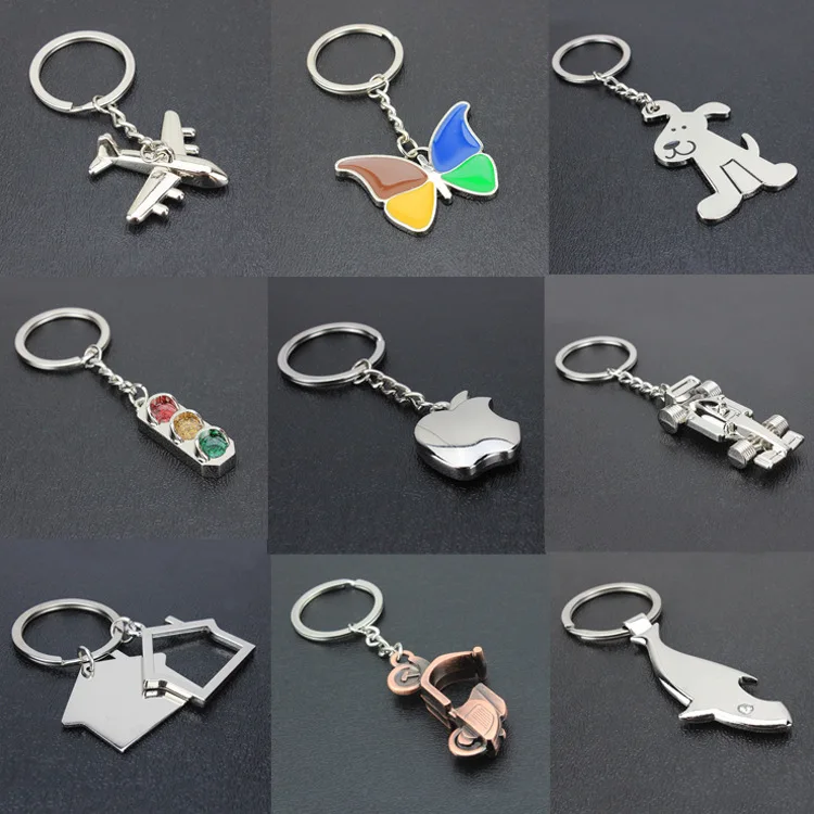 Apple Car House Keychain Pendant Plating Processing Creative Metal Zinc Alloy Car Keychain Jewelry Gift