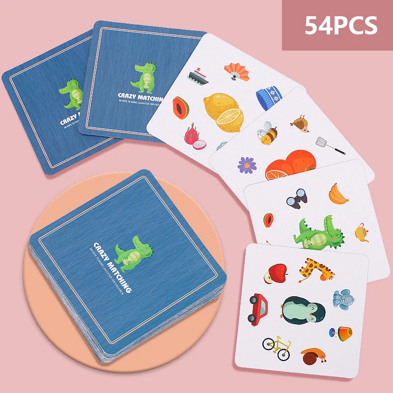 54Pcs Crazy Matching Card Puzzle Children Educational Toy Board Game Thinking Training Parent-child Interactive Kids Toys Gifts