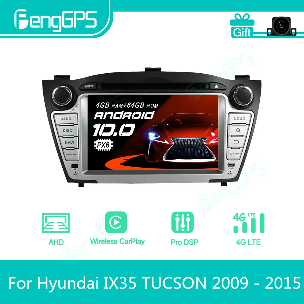 For Hyundai IX35 TUCSON 2009 - 2015 Android Car Radio Stereo Multimedia DVD Player 2 Din Autoradio GPS Navigation PX6 Unit Scree