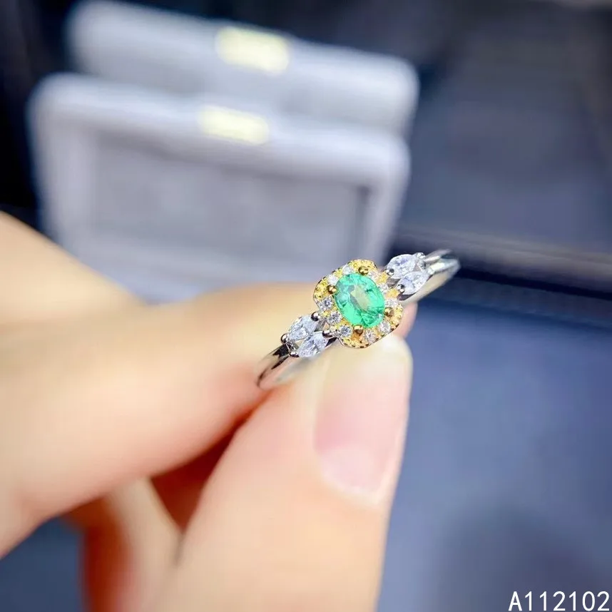 

KJJEAXCMY fine jewelry 925 sterling silver inlaid natural emerald Girl's exquisite Chinese style gem ring support test