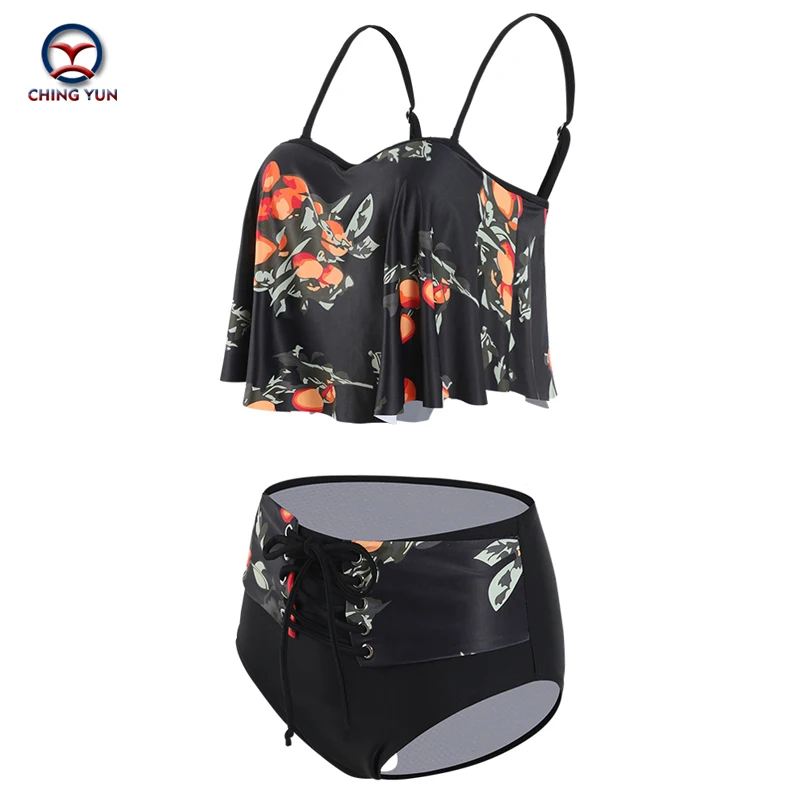 

CHING YUN 2020 New Large Size Women's Swimsuit high waisted bathing suits bikini Plus Size leapord Print bathing suit women