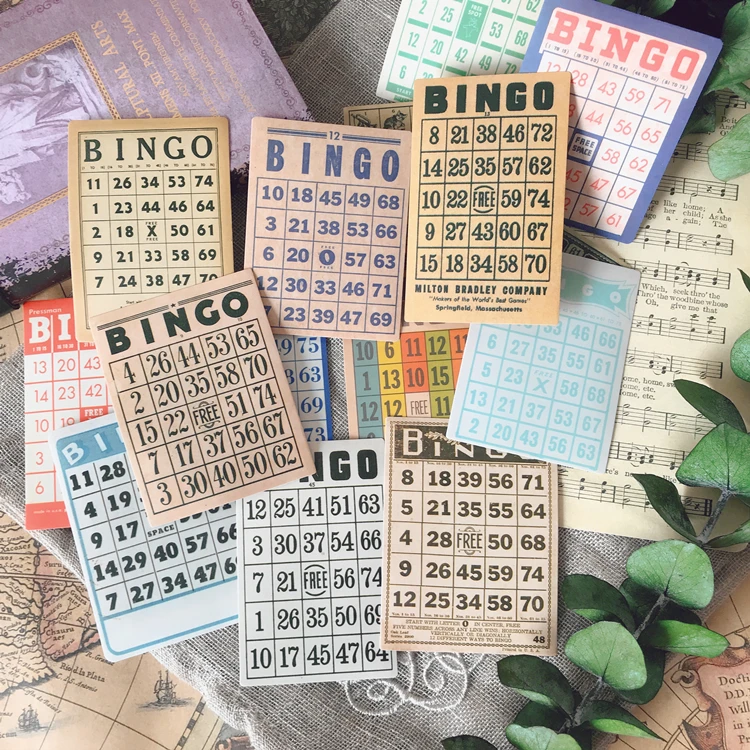 Pegatina de tarjeta de BIngo Europea Vintage, álbum de recortes artesanal, diario de chatarra, planificador, pegatinas decorativas, 15 unids/lote