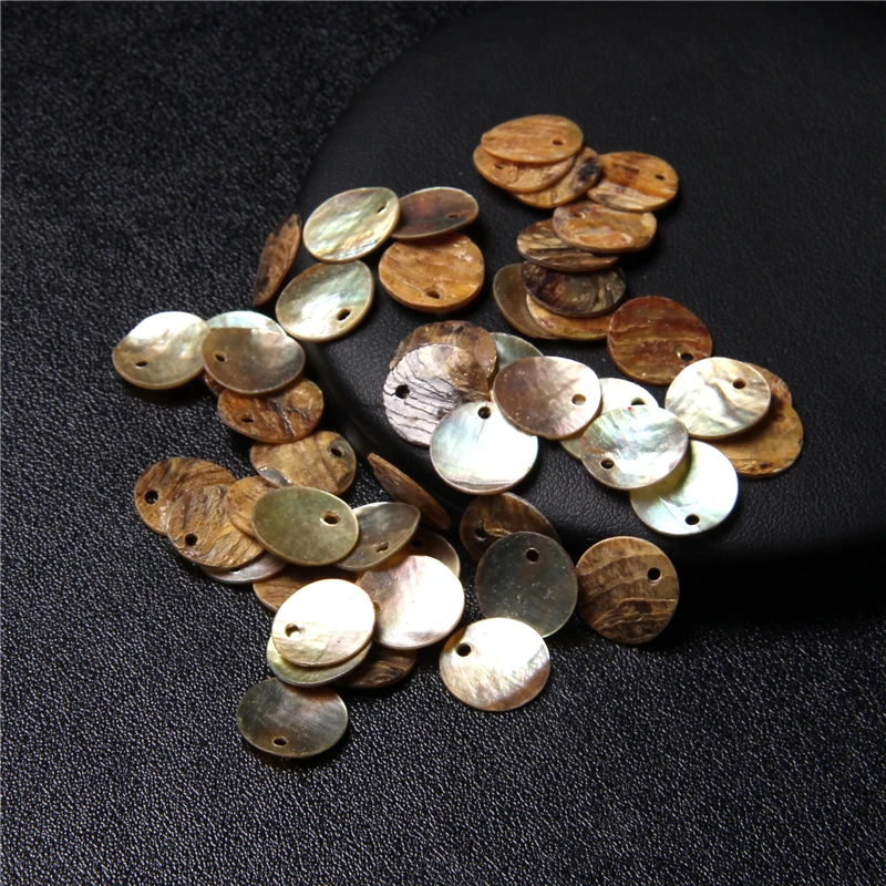 Cuentas redondas de concha amarilla de moneda de 12mm, dijes de disco, cuentas de nácar naturales para fabricación de joyas, rebanadas de fregona, collar, pendientes DIY