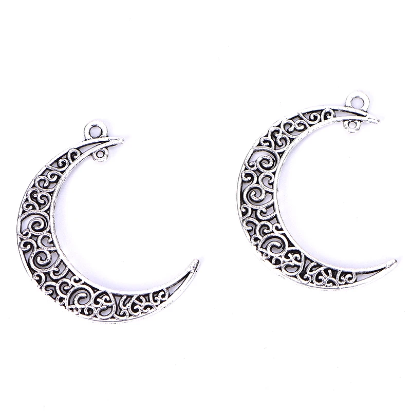 10pcs Filigree Hollow Moon Charms Alloy Metal Colar Lua Crescente Pendants Connectors DIY Jewelry Making Handmade Craft Findings