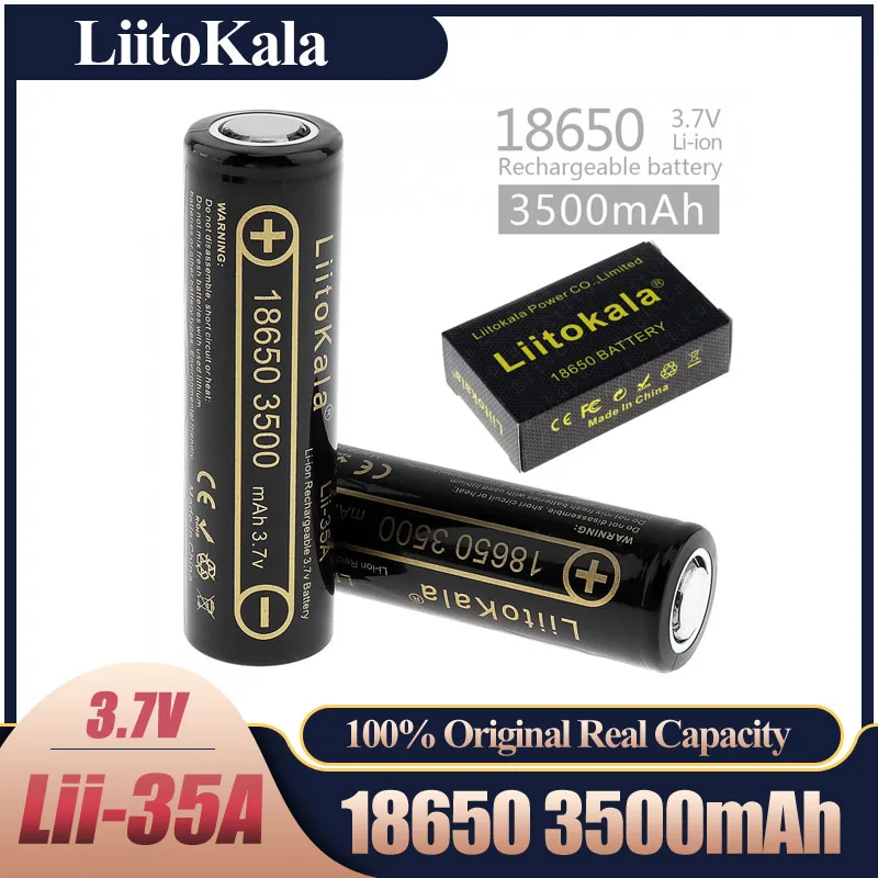 100% Original LiitoKala Lii-35A 18650 3500mAh 3.7V Li-Ion Rechargeable Battery 10A Lithium Battery High Drain For Flashinglight