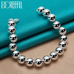 DOTEFFIL 925 Sterling Silver 10mm Hollow Ball Beads Chain Bracelet For Woman Wedding Engagement Charm Party Jewelry