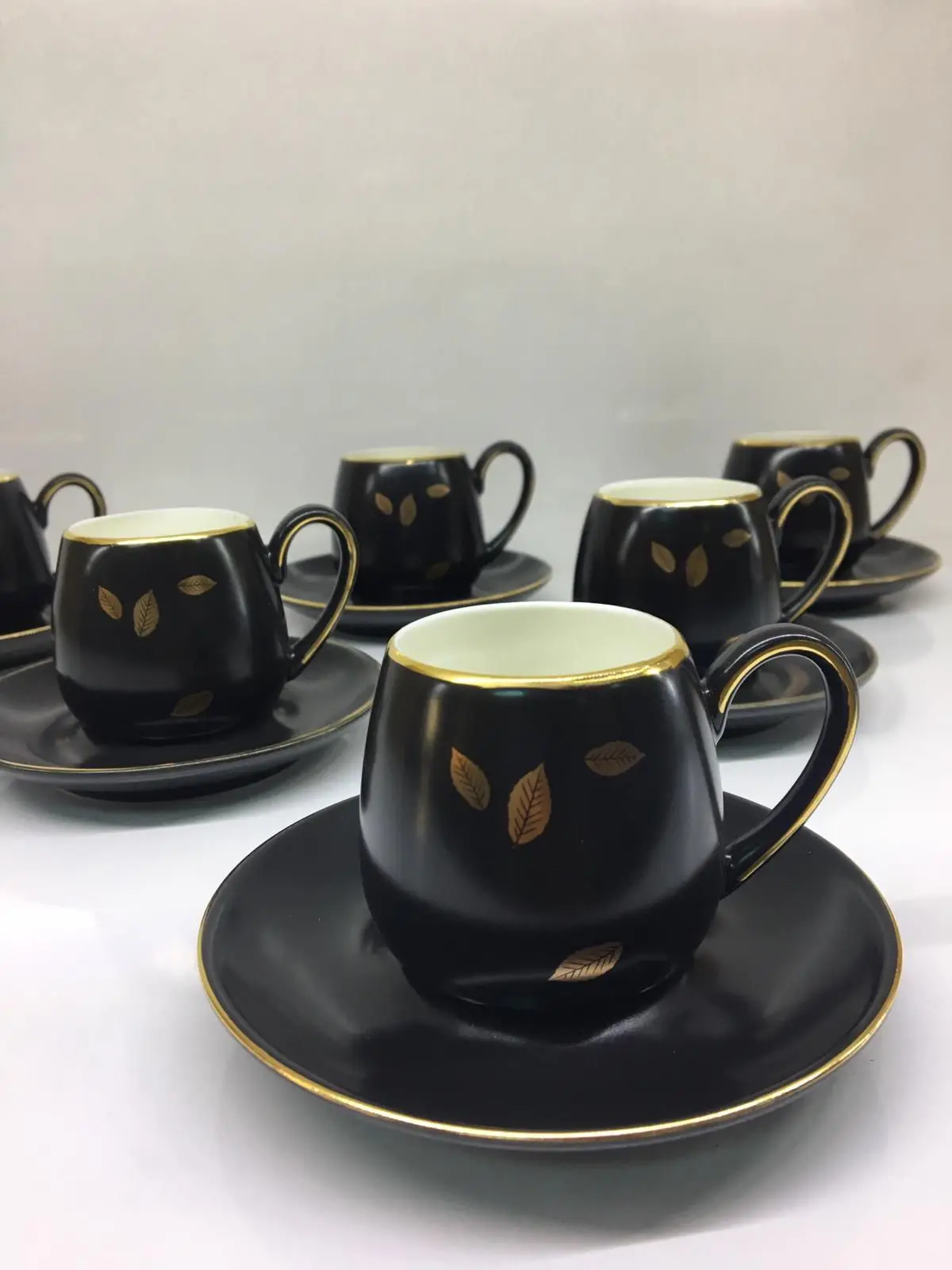 DOLBOVI Winterbach Black & gold 6'lı Porcelain coffee cup pad HJ1985 mug кружка coffee cup cup