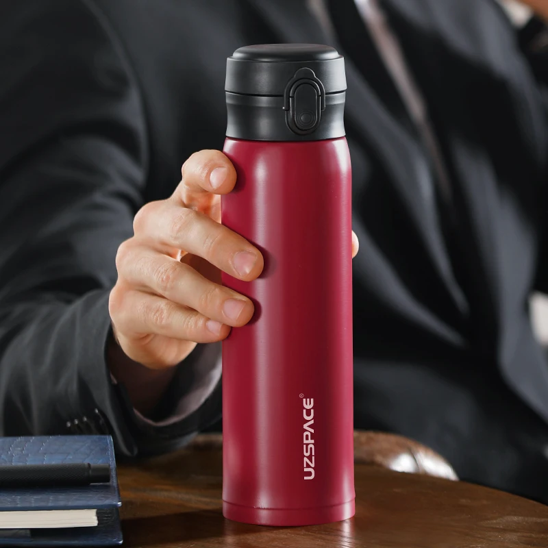 UZSPACE Business Sport Water Bottle Vacuum Flask Stainless Steel Thermos Direct Drink Leakproof Portable Car Tea Cup Coffee Mug