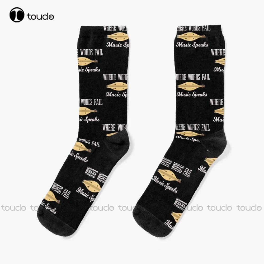 

Where Words Fail Music Speaks Appalachian Dulcimer Graphic Socks Workout Socks Men Unisex Adult Teen Youth Socks