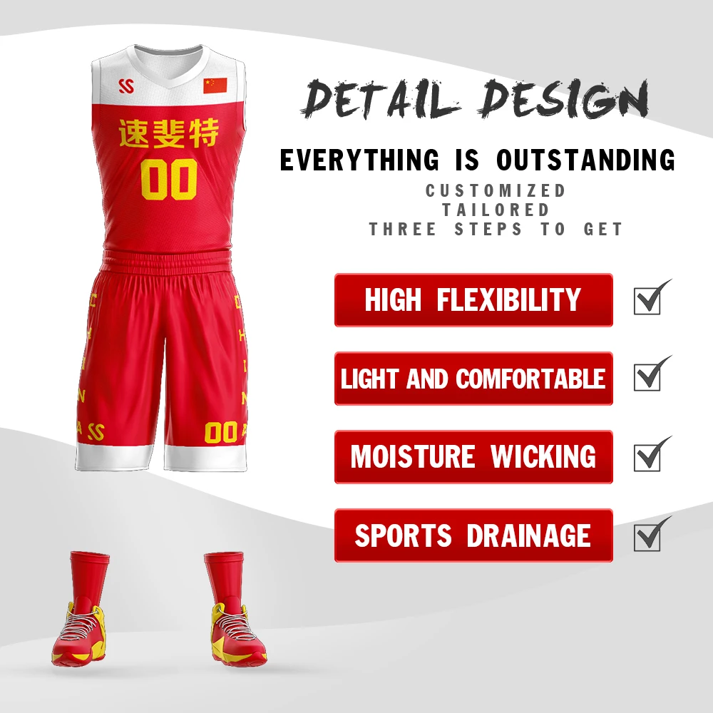 Custom Basketball Jerseys Suits Sportswear Sublimation Printing Design Name&Number Basketball Shirts Vest and Shorts Men/Youth